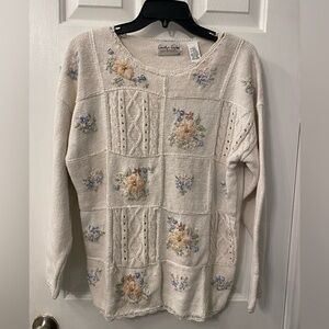 Vintage Carolyn Taylor Floral Embroidered Sweater